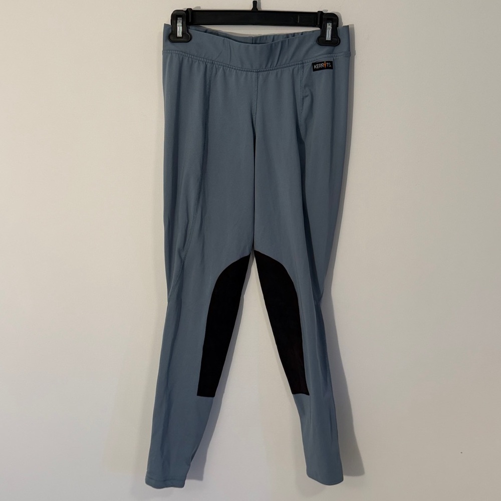 Kerrits Knee Patch Riding Breeches Tights Leggings Womens Large Light Blue Horse